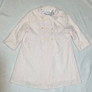 Vintage Best & Co. pink and white windowpane lightweight overcoat 4y